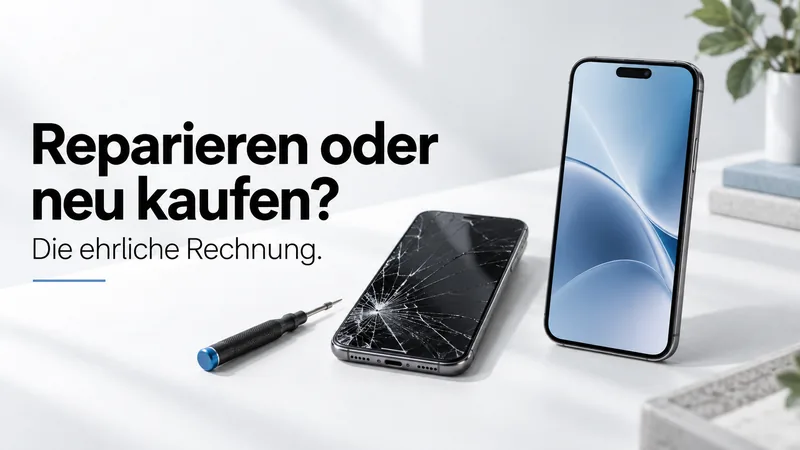 Kaputtes Smartphone neben einem neuen Smartphone